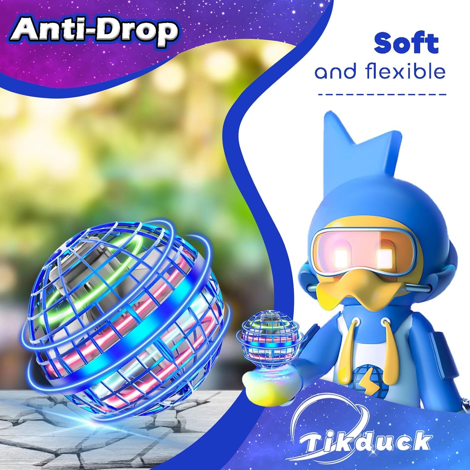 Hand-Controlled Flying Orb Ball Toy - Mini Drone for Outdoor Play, Ideal Birthday Gift for Kids and Adults (Blue)