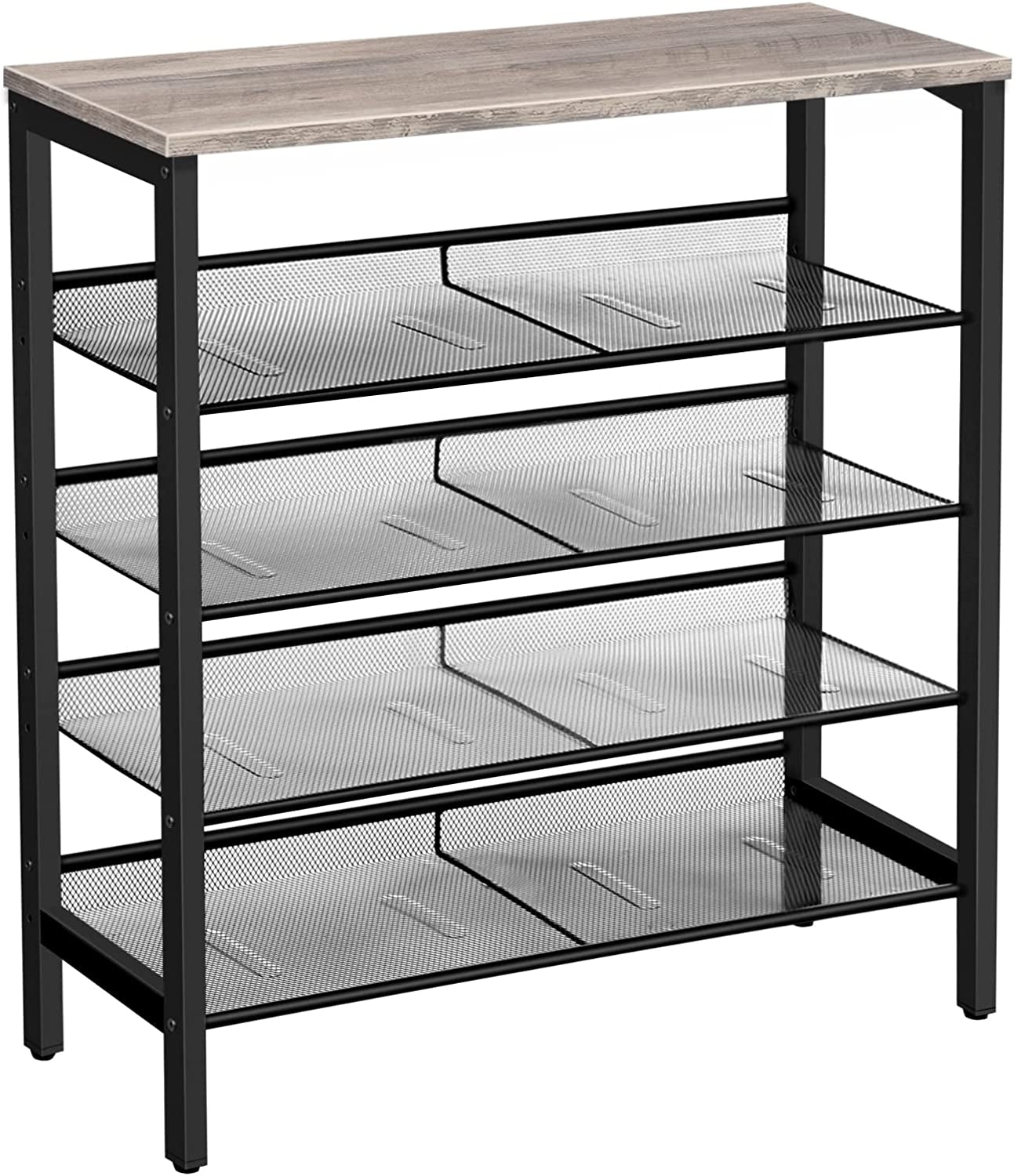5-Tier Adjustable Shoe Rack - Durable and Stable Shoe Storage Unit for 16 Pairs -  Rustic Brown Finish