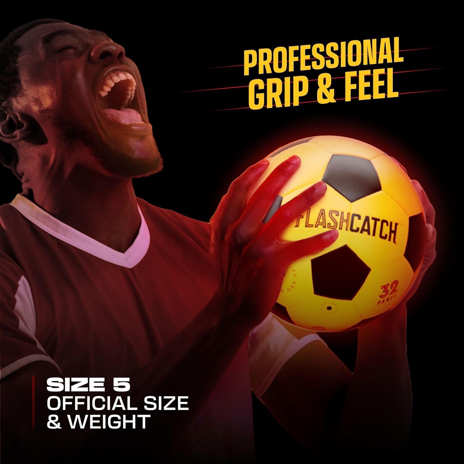 Illuminated Soccer Ball - Glow in the Dark Size 5 Sports Equipment for Children and Teens Aged 8+