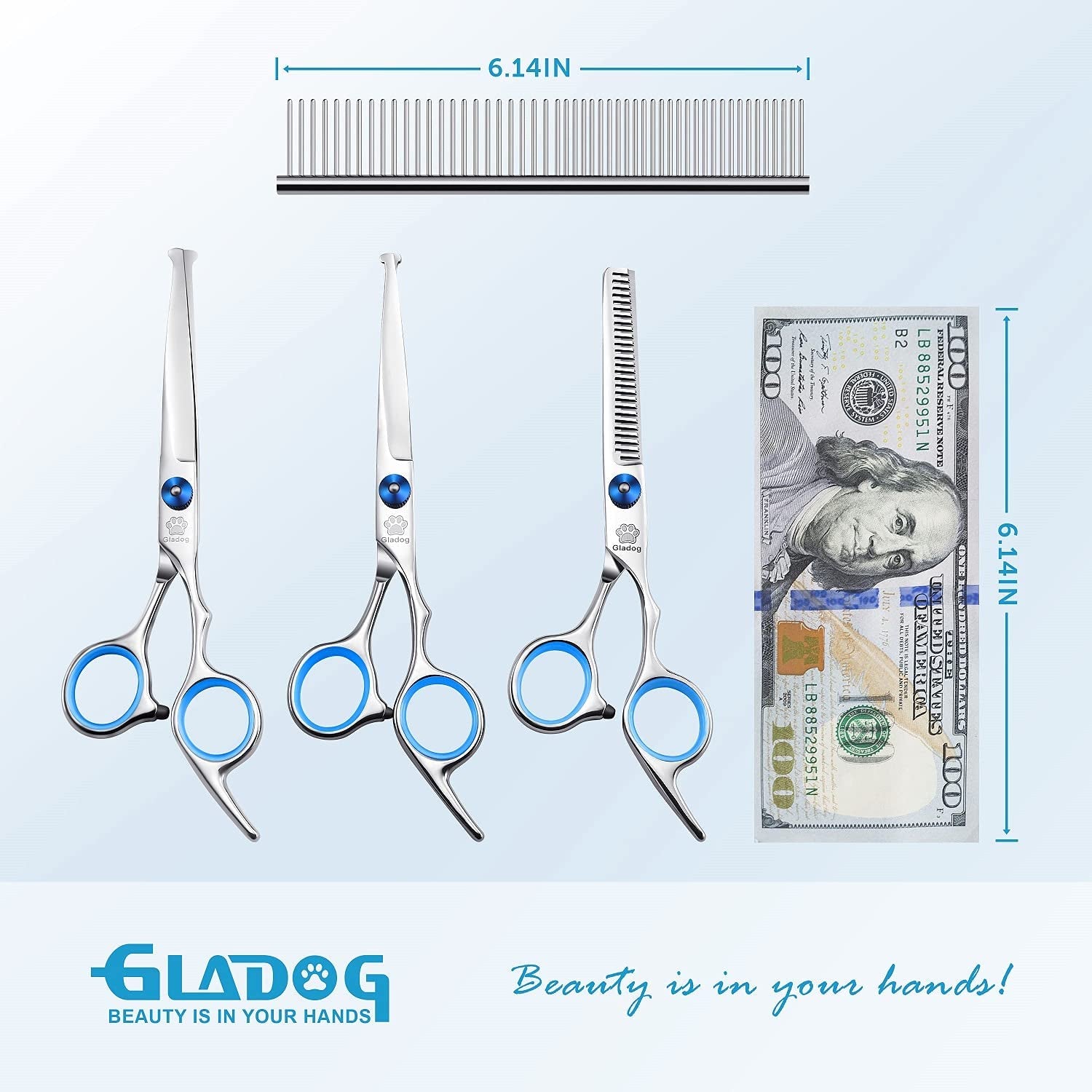 5-in-1 Dog Grooming Scissors Set - Safety Round Tips - Durable Sharp Pet Grooming Shears Dogs, Cats