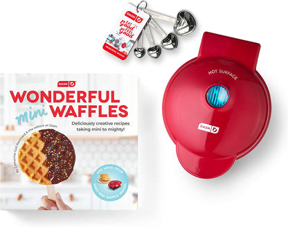 Mini Waffle Maker Machine - Compact 4" Appliance for Individual Waffles, Paninis, Hash Browns, and On-the-Go Meals in Aqua