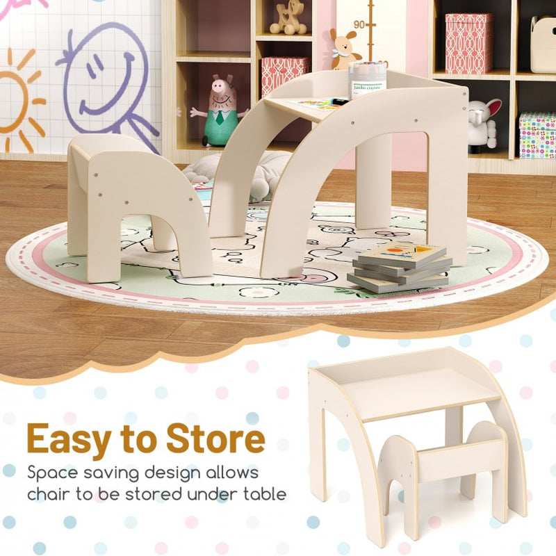 Children's Table and Chair Set Featuring a Spacious Tabletop and Safety-Designed Curved Edges for Playrooms