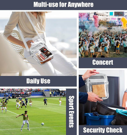 Clear Stadium-Approved Crossbody Bag with Adjustable Strap for Concerts, Festivals, and Sporting Events