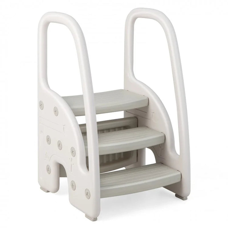 Toddler 3-Step Stool with Safety Handles and Non-Slip Pedals