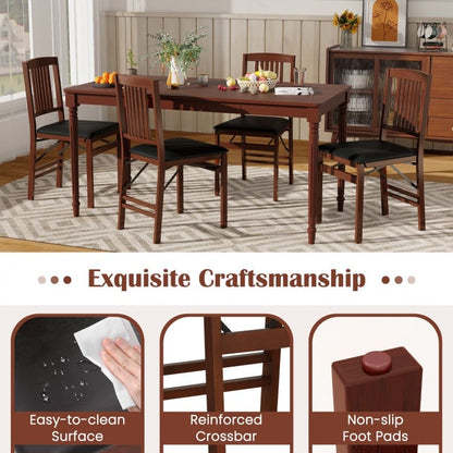 Set of 2 Upholstered Foldable Kitchen Chairs with Padded Seating