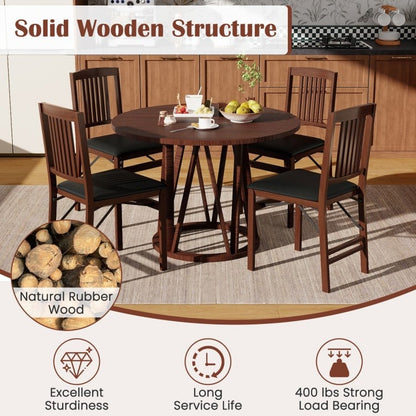 Set of 2 Upholstered Foldable Kitchen Chairs with Padded Seating