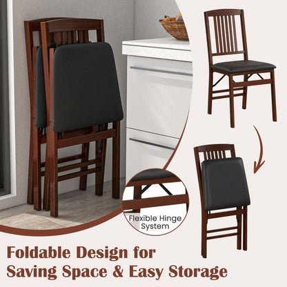 Set of 2 Upholstered Foldable Kitchen Chairs with Padded Seating