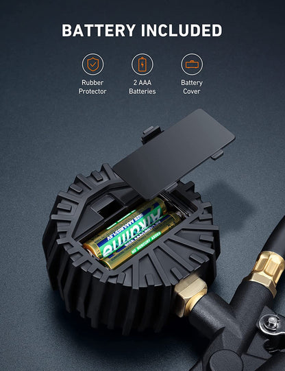 Digital Tire Pressure Gauge | Inflator, 250 PSI Air Chuck - Compressor Accessories Heavy Duty - Quick Connect Coupler, 0.1 Display Resolution