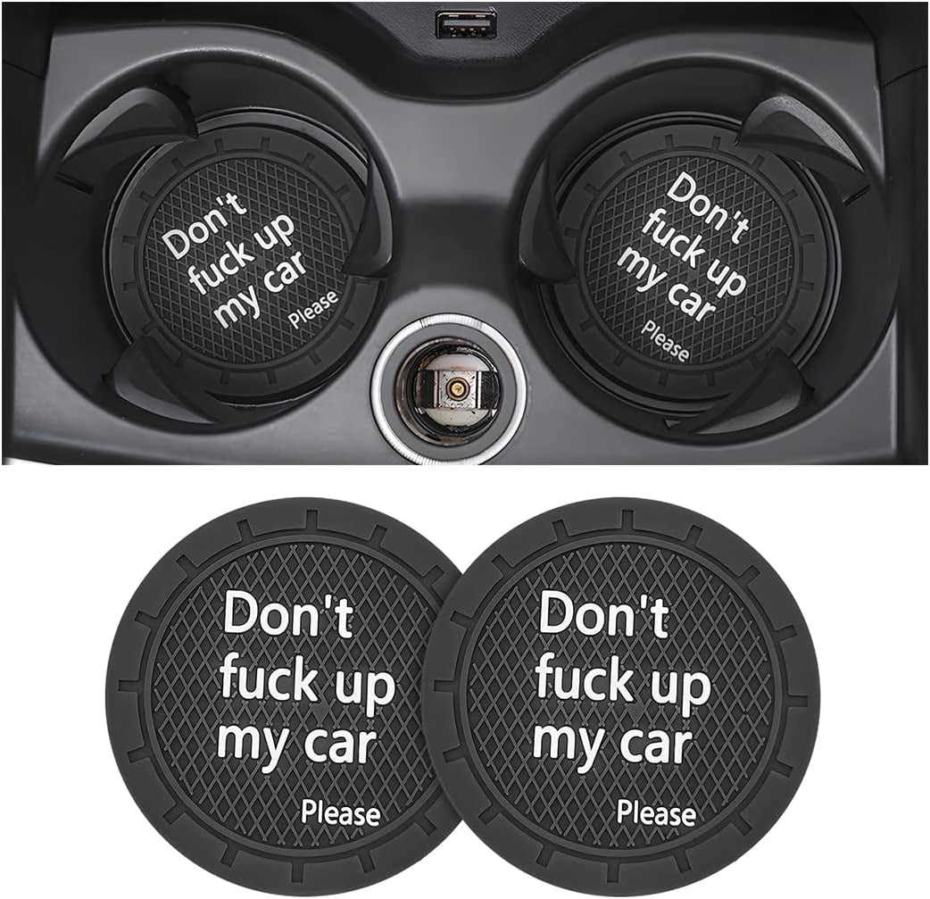 Car Cup Holder Coasters - Set of 2, 2.75 Inch Non-Slip PVC Insert Coasters, Anti-Scratch Cup Mats - Universal Fit 