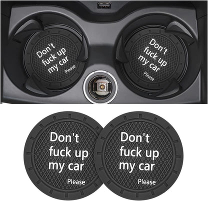 Car Cup Holder Coasters - Set of 2, 2.75 Inch Non-Slip PVC Insert Coasters, Anti-Scratch Cup Mats - Universal Fit 