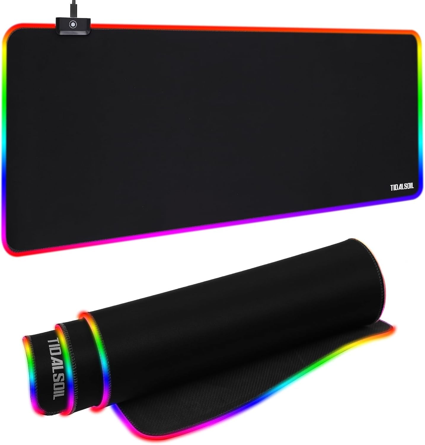 RGB Gaming Mouse Pad, Oversized Mouse Mat with 12 Light Modes, Non-Slip Rubber Base, Large Computer Keyboard Mouse Pad for PC Gaming, Office, 800 X 300 X 3 Mm, Black