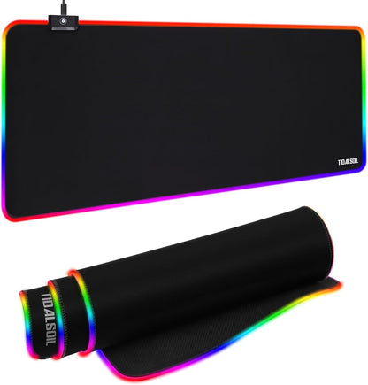 RGB Gaming Mouse Pad, Oversized Mouse Mat with 12 Light Modes, Non-Slip Rubber Base, Large Computer Keyboard Mouse Pad for PC Gaming, Office, 800 X 300 X 3 Mm, Black