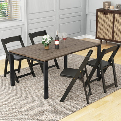 Set of 4 Foldable Dining Chairs with Rubberwood Legs and Cushioned Seats