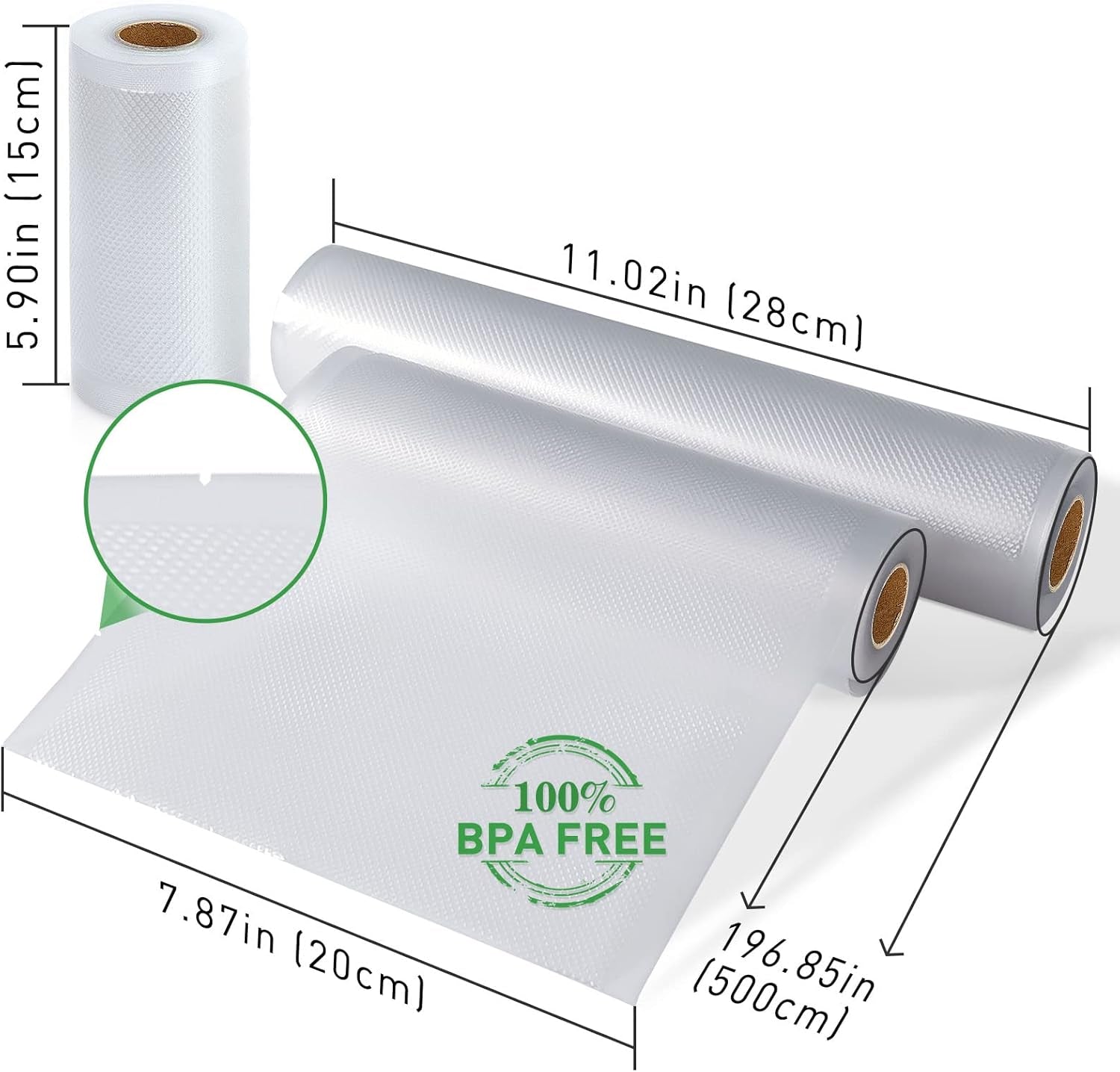 Food Vacuum Sealer Bag Rolls - Set of 6 Commercial Grade BPA-Free Sous Vide Bags in 6, 8, and 11 Inch Sizes for All Vacuum Sealers