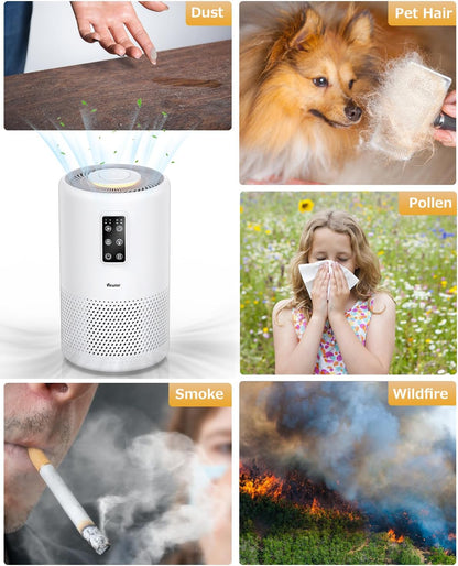 Large Room Air Purifier with H13 True HEPA Filter, Night Light, and Fragrance Sponge - (Covers up to 1076 ft²)