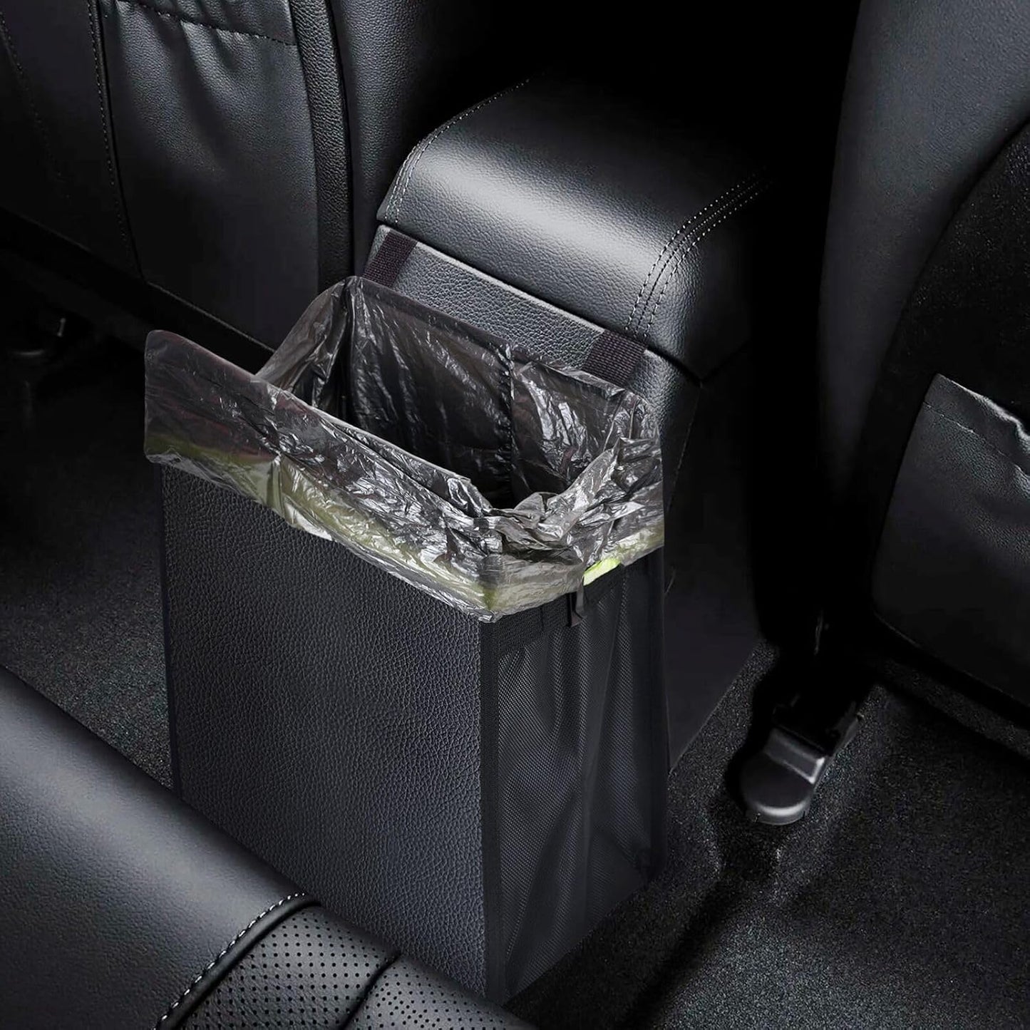 Foldable Car Trash Can - 3 Gallon Capacity, Water-Resistant and Leakproof Design, Car Organization (Black)