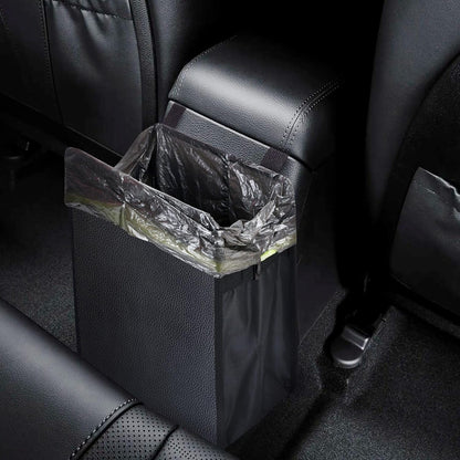 Foldable Car Trash Can - 3 Gallon Capacity, Water-Resistant and Leakproof Design, Car Organization (Black)