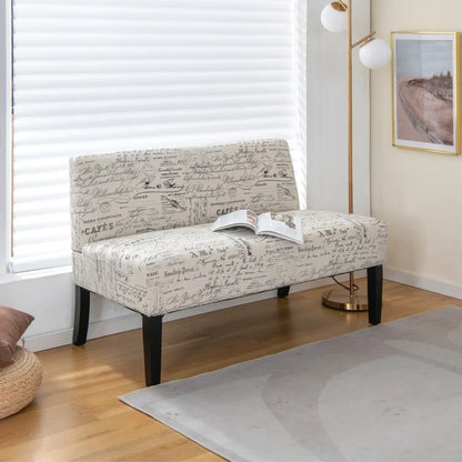 Armless Loveseat Sofa with Backrest and Spring Cushion Support