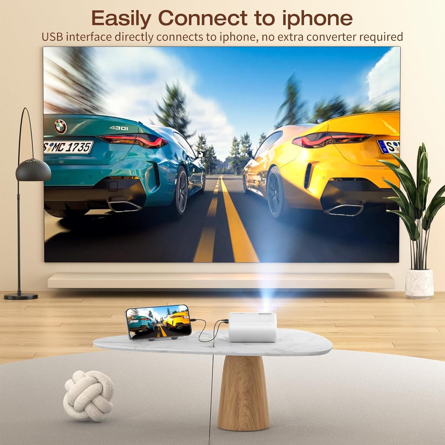 Portable Mini Projector 2024 - 9000 Lux Full HD 1080P, Compatible with iOS, Android, Tablets, Laptops