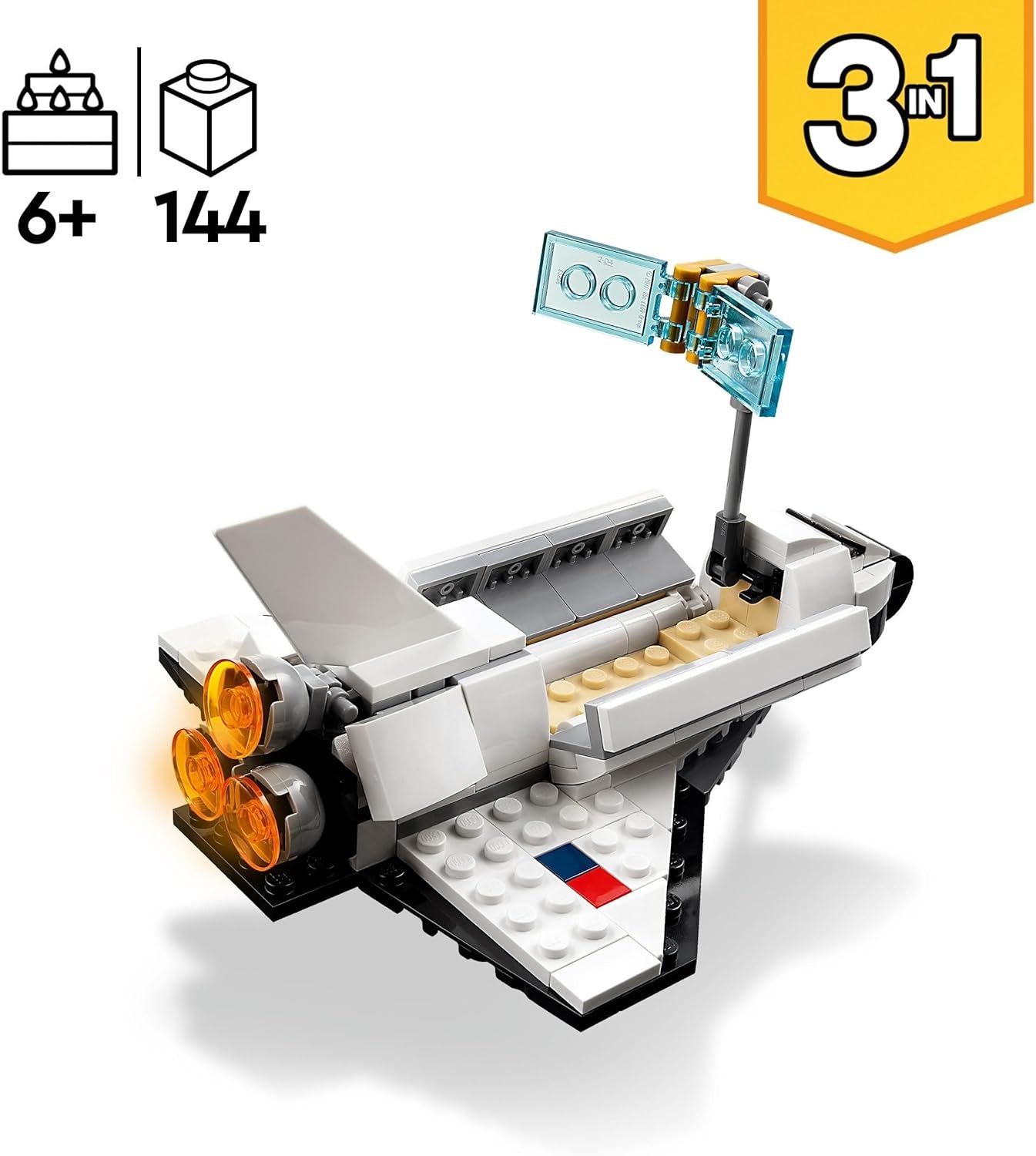 3 in 1 Space Shuttle Toys - Space Toys Building Set for Kids Ages 6+ - Option to Build 2 Spaceships or Astronaut 