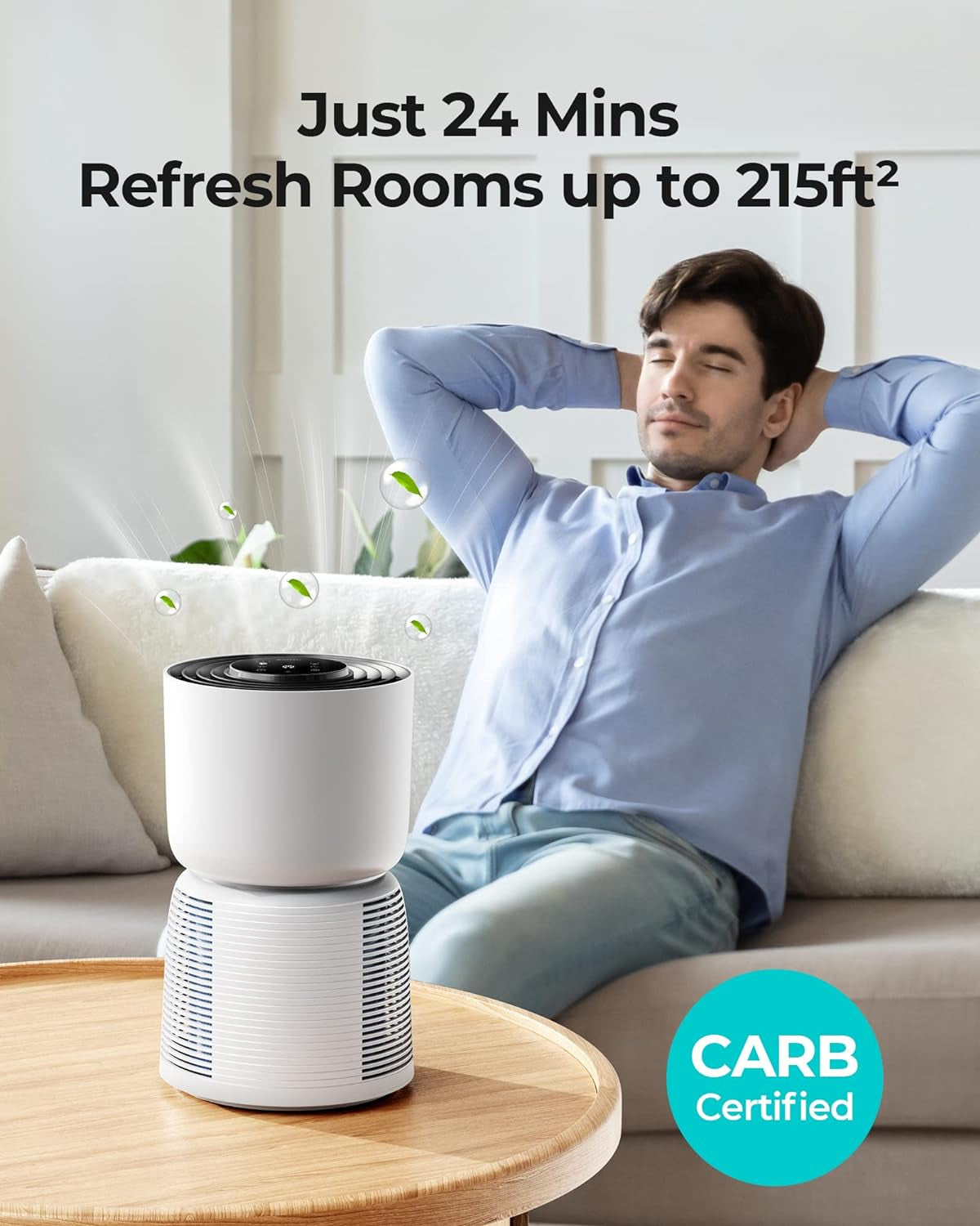 Ultra Quiet HEPA Air Purifier for Bedrooms and Home Offices (215 Ft²) - 22dB Sleep Mode, Night Light, Auto Mode, Washable Filter