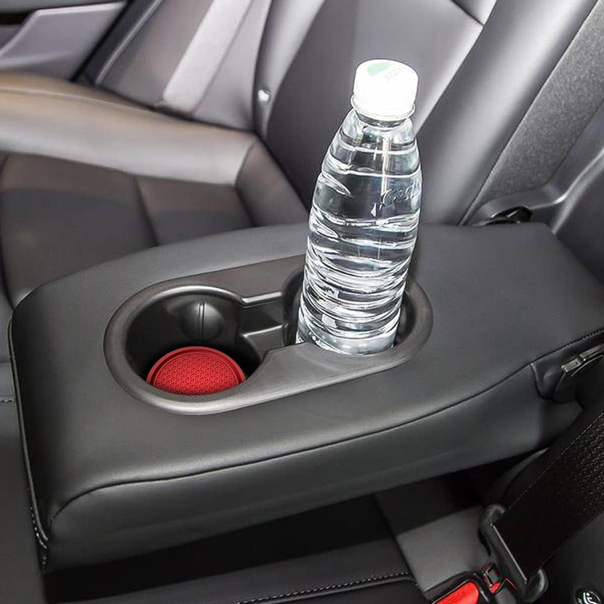 Universal Non-Slip Car Cup Holder Coasters - 4 Pack, 2.75 Inch Diameter, Durable Accessory for Most Vehicle Interiors (Red)