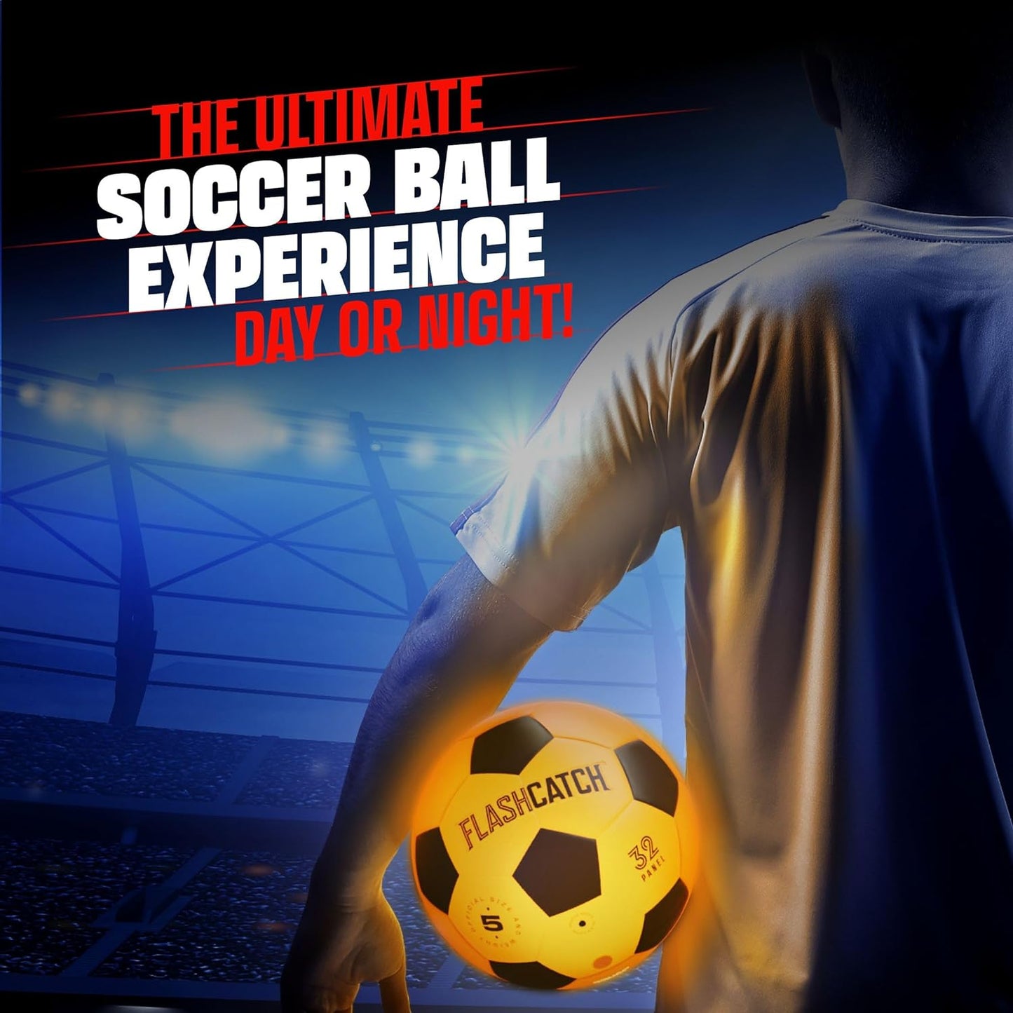 Illuminated Soccer Ball - Glow in the Dark Size 5 Sports Equipment for Children and Teens Aged 8+