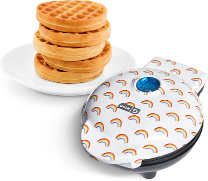 Mini Waffle Maker Machine - Compact 4" Appliance for Individual Waffles, Paninis, Hash Browns, and On-the-Go Meals in Aqua
