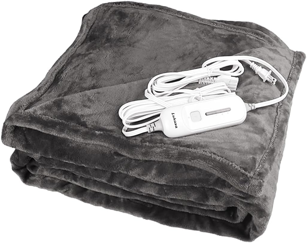 Reversible Electric Heated Blanket - Flannel/Sherpa, Fast Heating with 3 Temperature Settings, 4-Hour Auto Shut-Off, ETL Certified, Machine Washable, 50" x 60