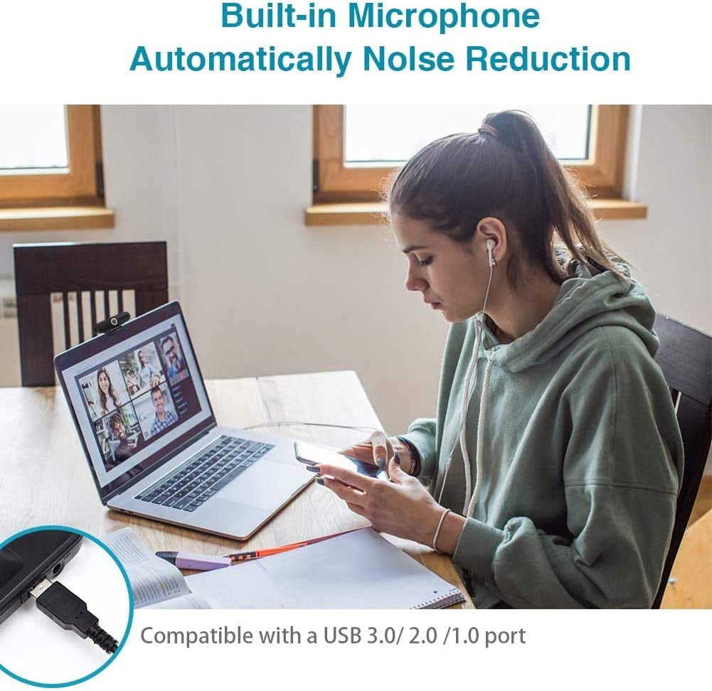 4K Ultra HD Webcam with Microphone and Mini Tripod, 8 Megapixel Streaming Camera for Laptop and Desktop, Featuring Privacy Shutter