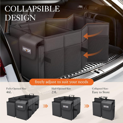 Large-Capacity Foldable Trunk Organizer - Sturdy Car Storage Solution - 2 Compartments, Tools, Sundries