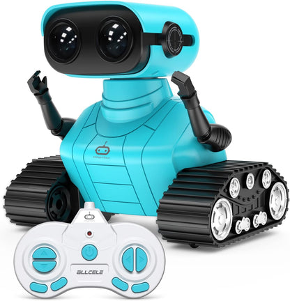 Rechargeable RC Robot Remote Control Toy with Music and LED Eyes, Gift for Children Age 3+ Pink