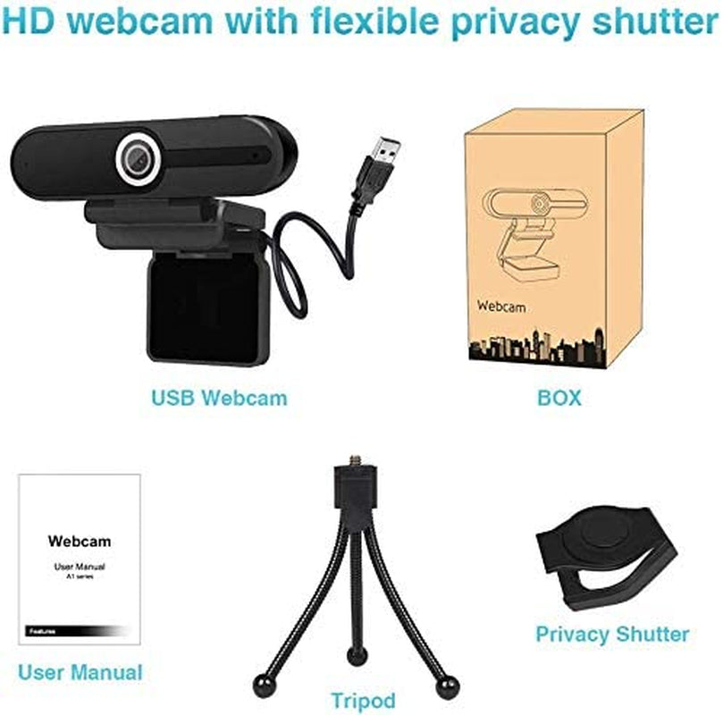 4K Ultra HD Webcam with Microphone and Mini Tripod, 8 Megapixel Streaming Camera for Laptop and Desktop, Featuring Privacy Shutter