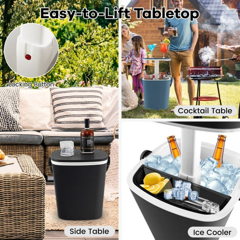 3-in-1 Portable Cooler Bar Table with Integrated Bottle Opener and Lift-Top Lid for Outdoor Use
