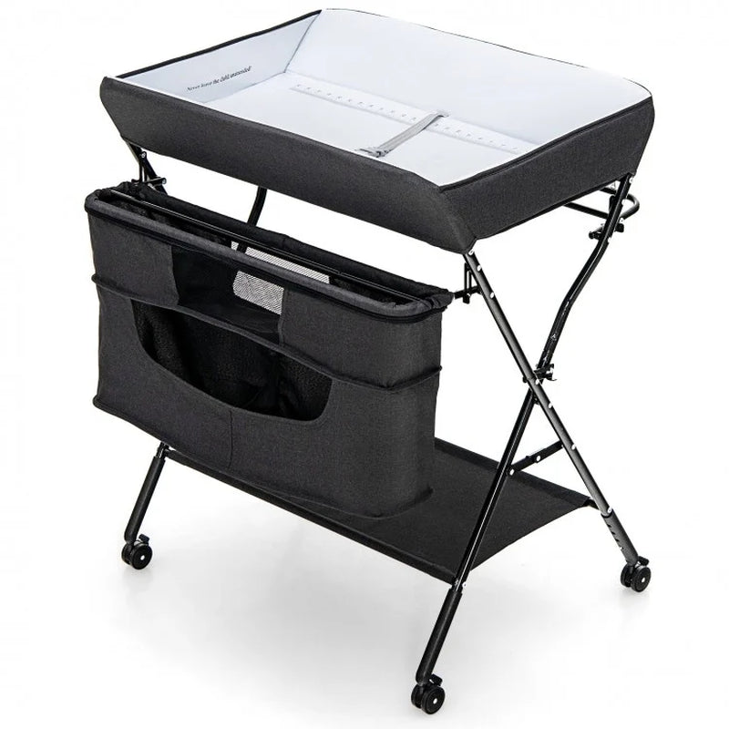 Portable Adjustable Height Nursery Organizer for Newborns with Wheels