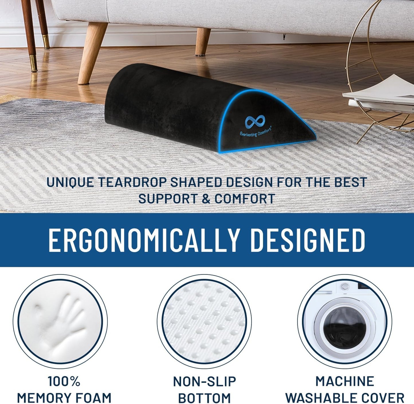 Memory Foam Foot Rest under Desk - Ergonomic Office Foot Stool, Ideal Office Accessory for Foot Support, Repose Pied Bureau
