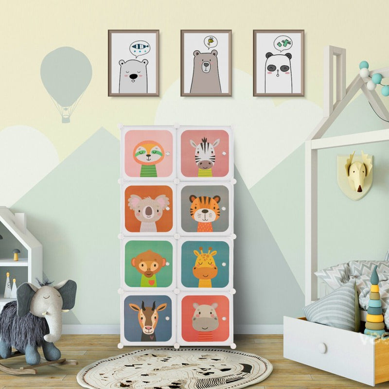 8-Cube Children's Wardrobe with Hanging Section and Doors