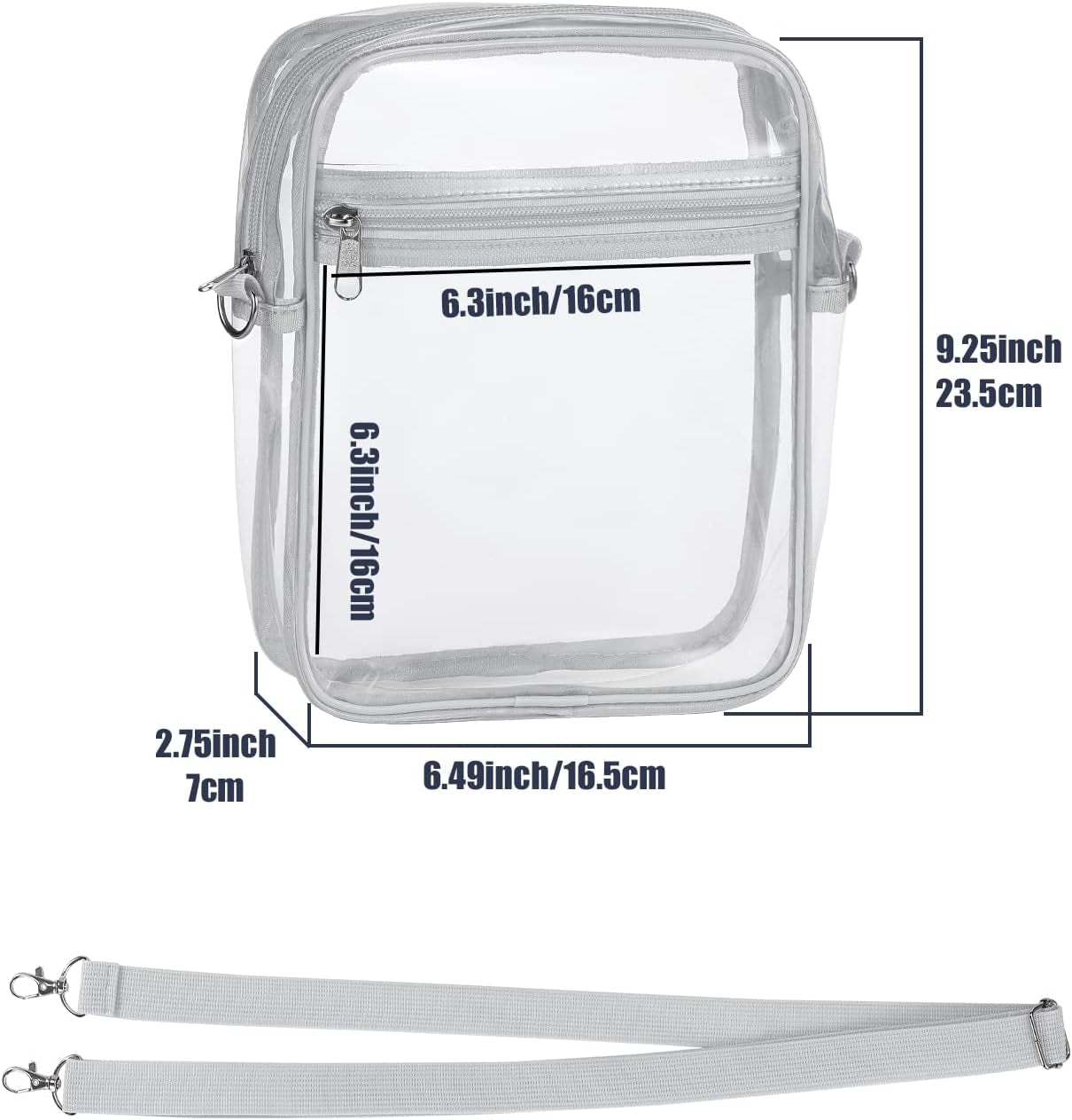 Clear Stadium-Approved Crossbody Bag with Adjustable Strap for Concerts, Festivals, and Sporting Events