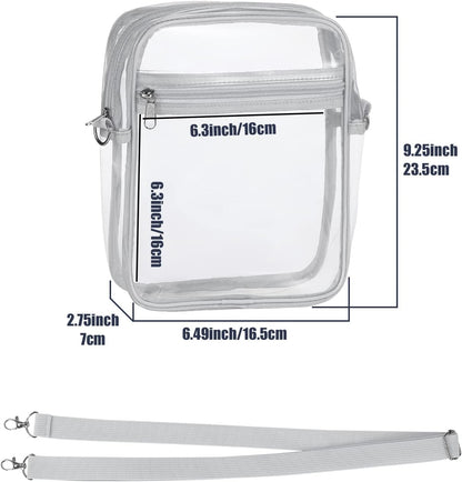 Clear Stadium-Approved Crossbody Bag with Adjustable Strap for Concerts, Festivals, and Sporting Events
