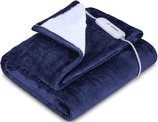 Reversible Electric Heated Blanket - Flannel/Sherpa, Fast Heating with 3 Temperature Settings, 4-Hour Auto Shut-Off, ETL Certified, Machine Washable, 50" x 60