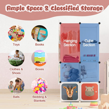 8-Cube Children's Wardrobe with Hanging Section and Doors