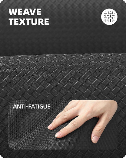 Waterproof Cushioned Anti-Fatigue Kitchen Mat, Non-Slip Rubber Runner, 44x150 cm (17"x59") - Black