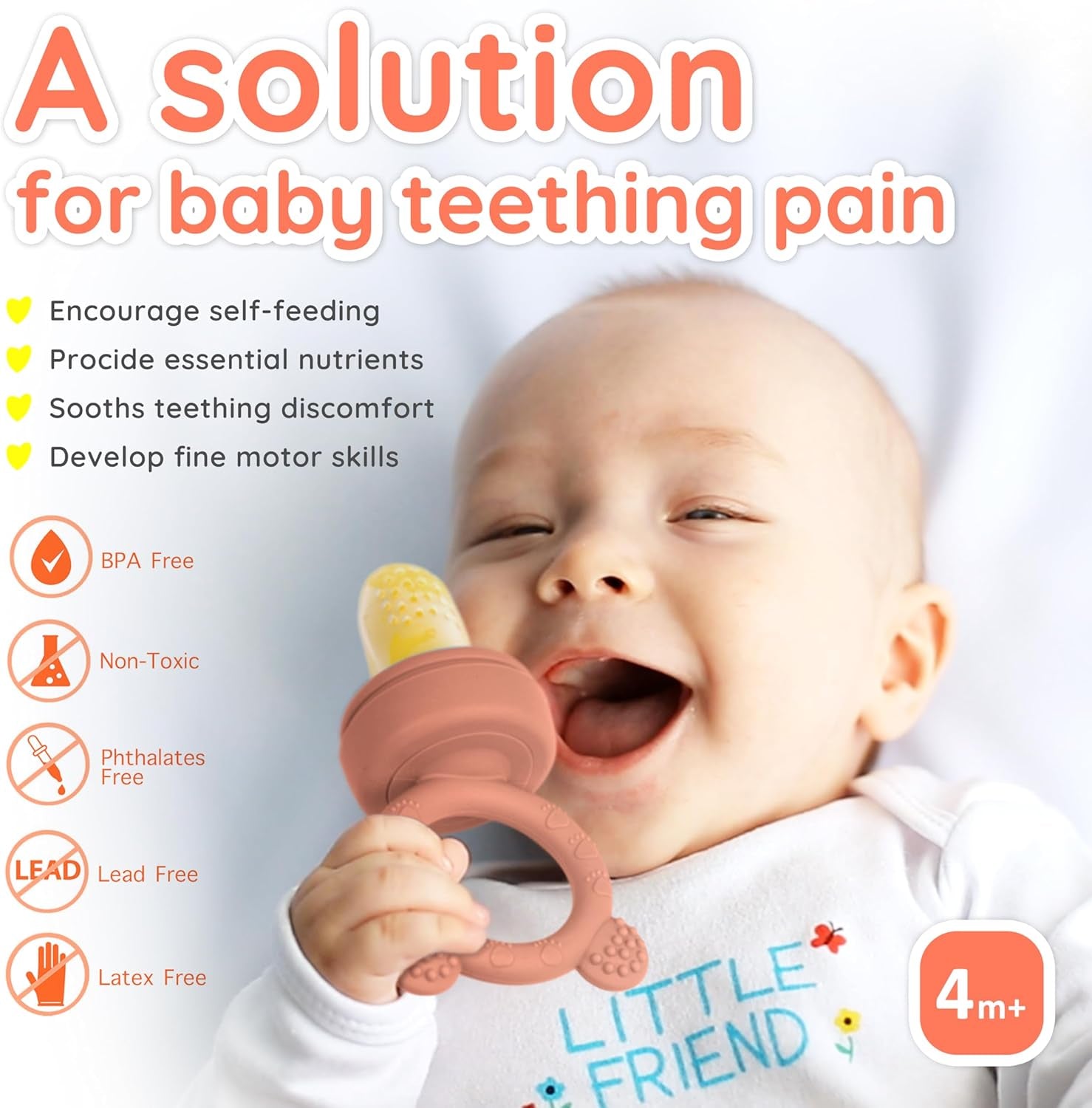 Fruit Food Feeder Pacifier- BPA-Free Teething Relief, Breast Milk Popsicle Mold - Purees, Food Freezer Cube Tray, 2 Additional Pouches