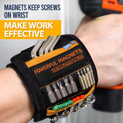 Magnetic Wristband Tool Holder for Men - Strong Magnet Wrist Tool Belt Set, Ideal Christmas Stocking Stuffer and Birthday Gift for Dads and Men