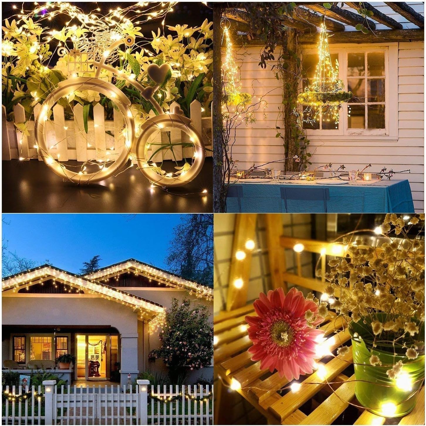 2-Pack Waterproof Battery-Operated Fairy Lights, 66ft with 200 LEDs, Remote Control - 8 Modes and Timer, Copper Wire Twinkle Lights