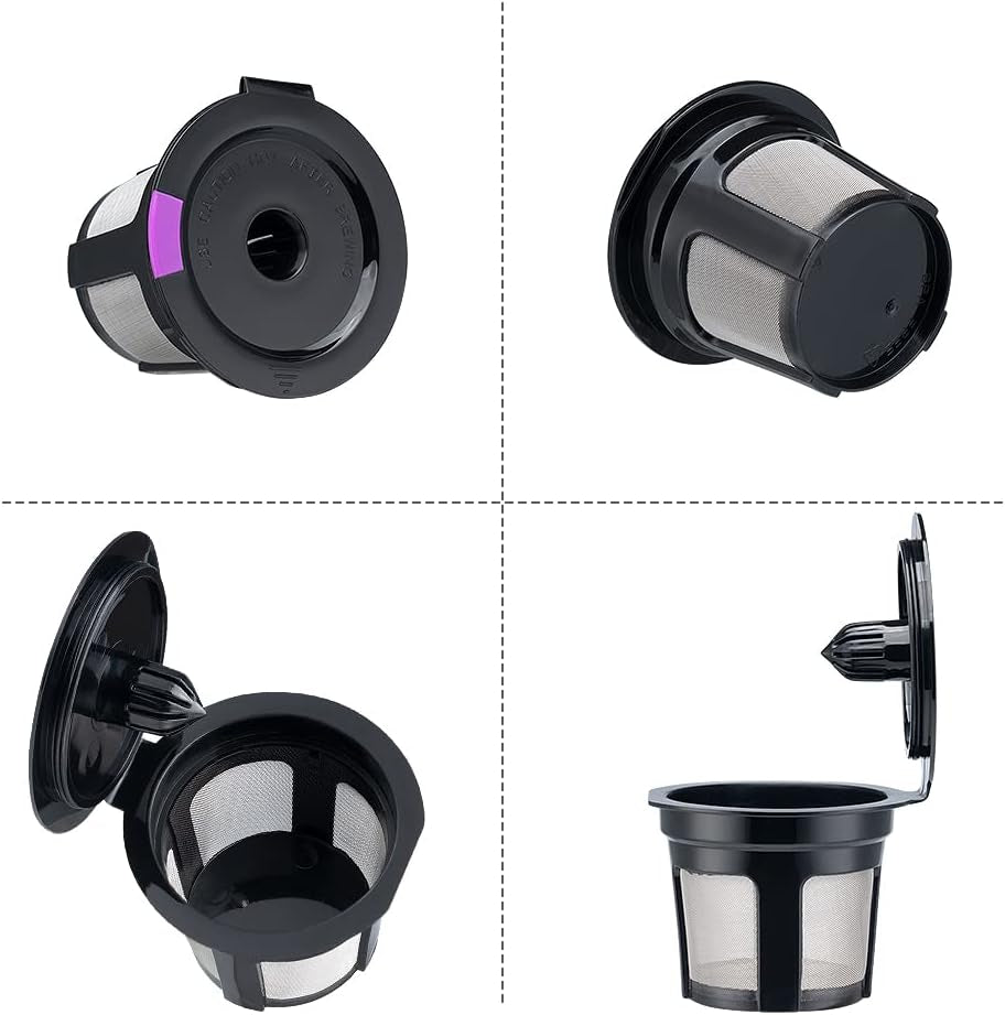 Universal Fit Reusable K Cups - 6 Pack Eco-Friendly Coffee Filters with Food Grade Stainless Steel Mesh for Keurig 1.0 and 2.0 Brewers