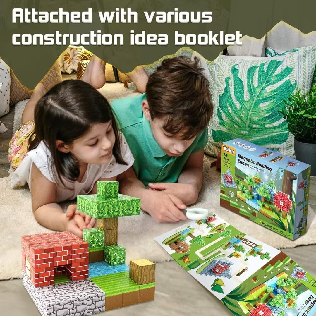 Magnetic Building Blocks - Mine Magnet World Edition, Montessori Magnetic Tiles,Aged 3+, Ideal Sensory Toys