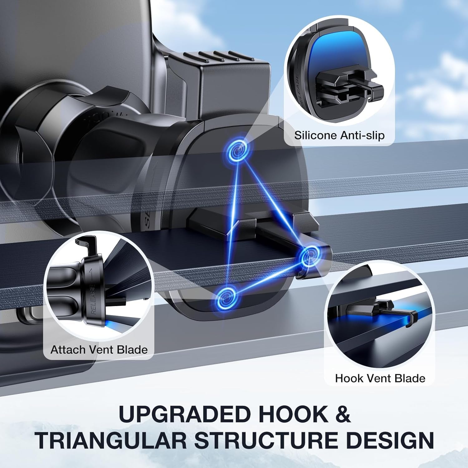 Car Air Vent Phone Holder Mount - Compatible with iPhone 16, 15 Pro Max, 14, Samsung, All Smartphones