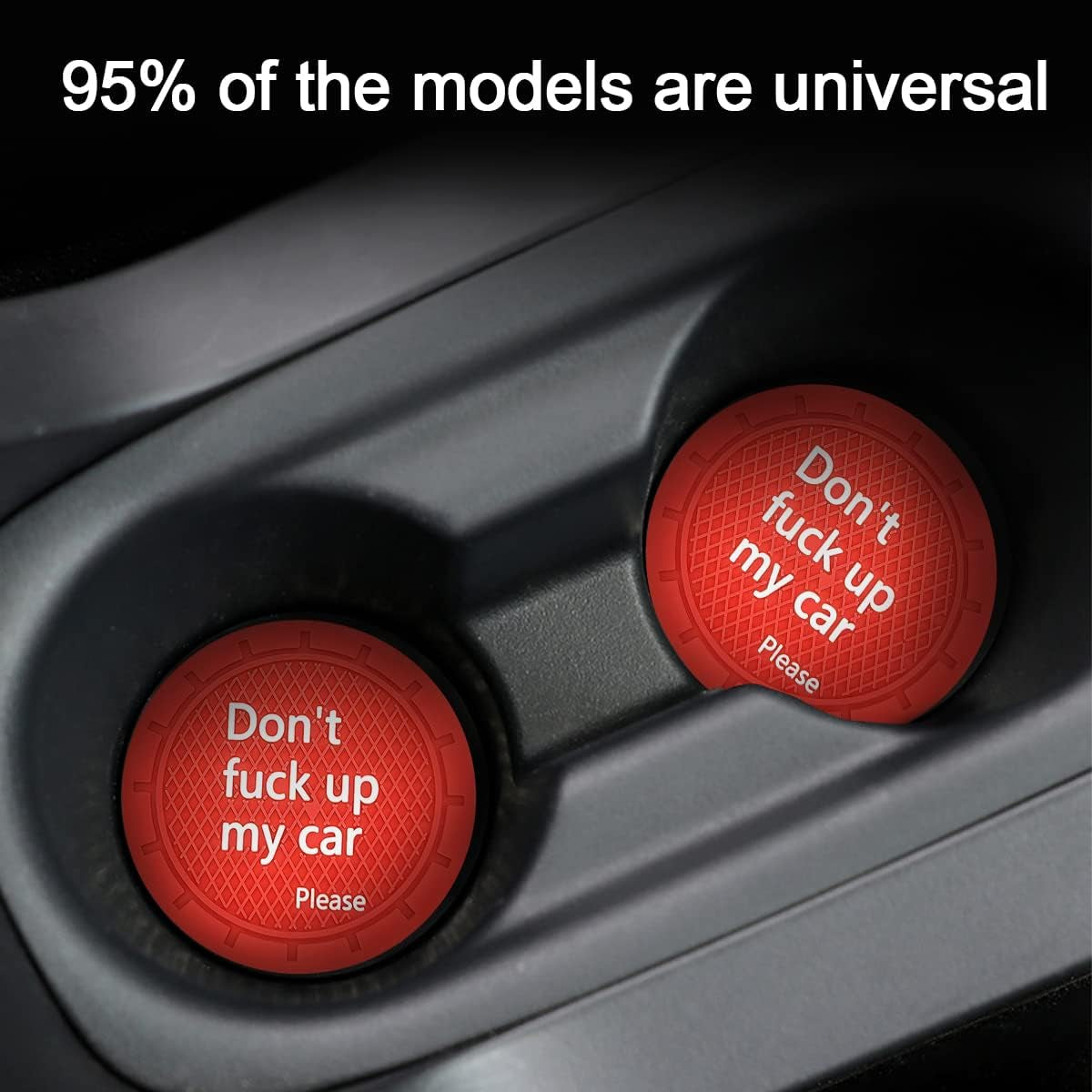 Car Cup Holder Coasters - Set of 2, 2.75 Inch Non-Slip PVC Insert Coasters, Anti-Scratch Cup Mats - Universal Fit 