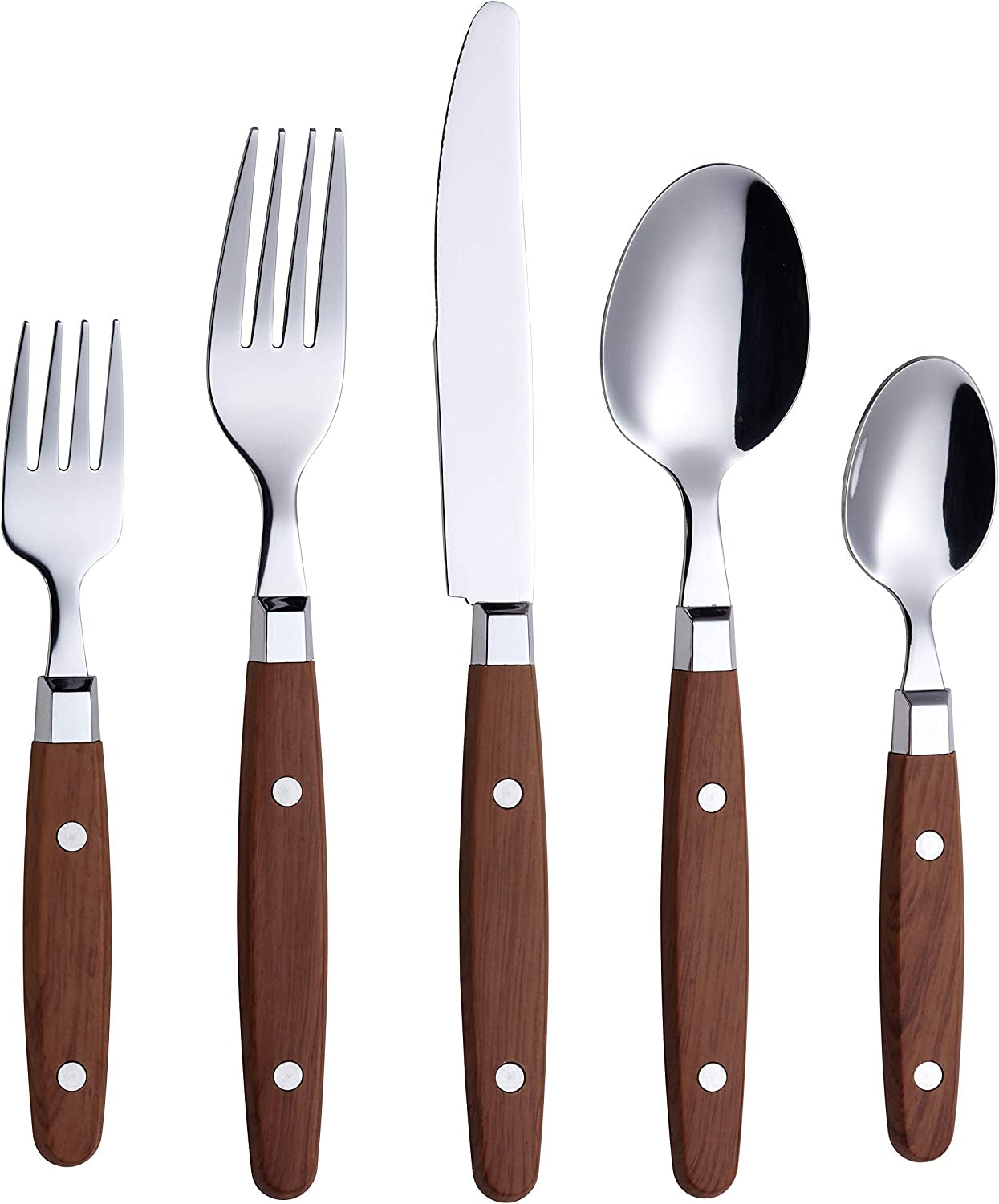 20-Piece Stainless Steel Silverware Set with Colorful Riveted Handles in Retro Morandi Design
